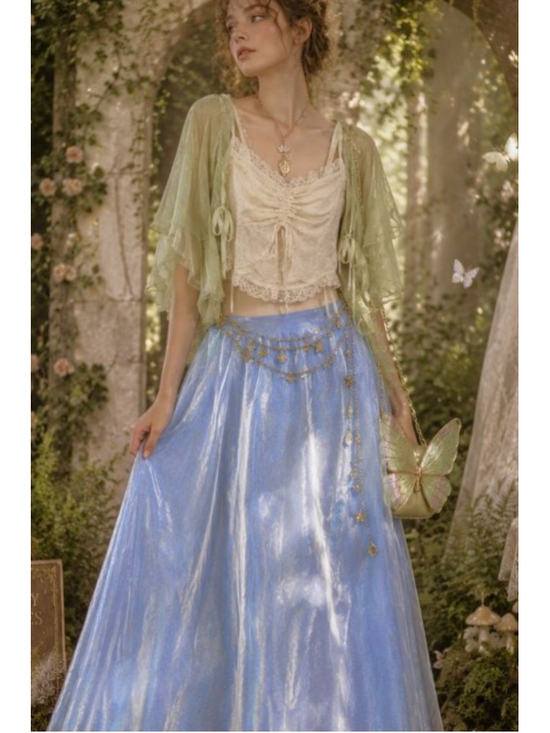Jessica Dresses & Skirts - Vintage 1991 Jessica Ethereal Shimmer Maxi Skirt L Powder Blue/Purple